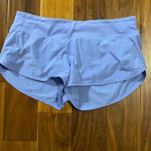 purple Lululemon speed up shorts